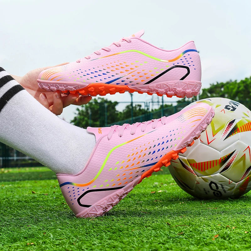 Women Teenagers AG Long Stud Soccer Cleats Soft Light Breathable Football Boots Girls Outdoor Natural Grass Training Sneakers