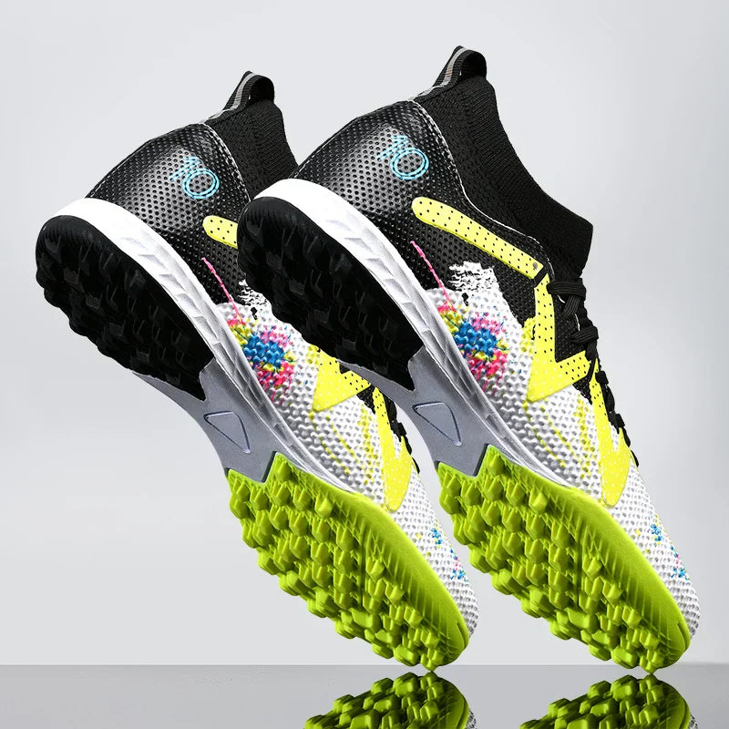Professional Soccer Shoes TF Broken Nail Teenagers Durable Looking HighTops Training Shoes Adult Outdoors Non Slip FootballShoes