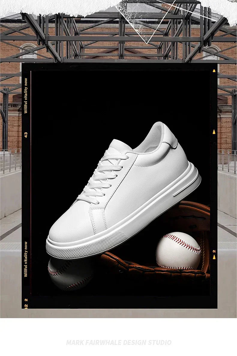 New  Men's Sneakers Elevator Shoes Heightening Height Increase Insole 6-10CM High Heels Shoes Leather Sport Shoes Men Shoes