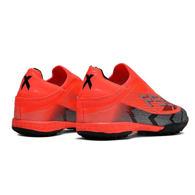 NEW Black-Red Mens Soccer Shoes SLIP-ON Non-Slip Turf Soccer Cleats for Boys TF/FG Training Football Boots Chuteira Campo 35-45