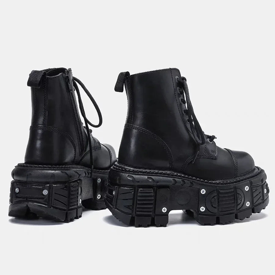 Leather Heightened 10cm Thick-soled Men's High-top British Style 2025 New Trendy Men's Boots