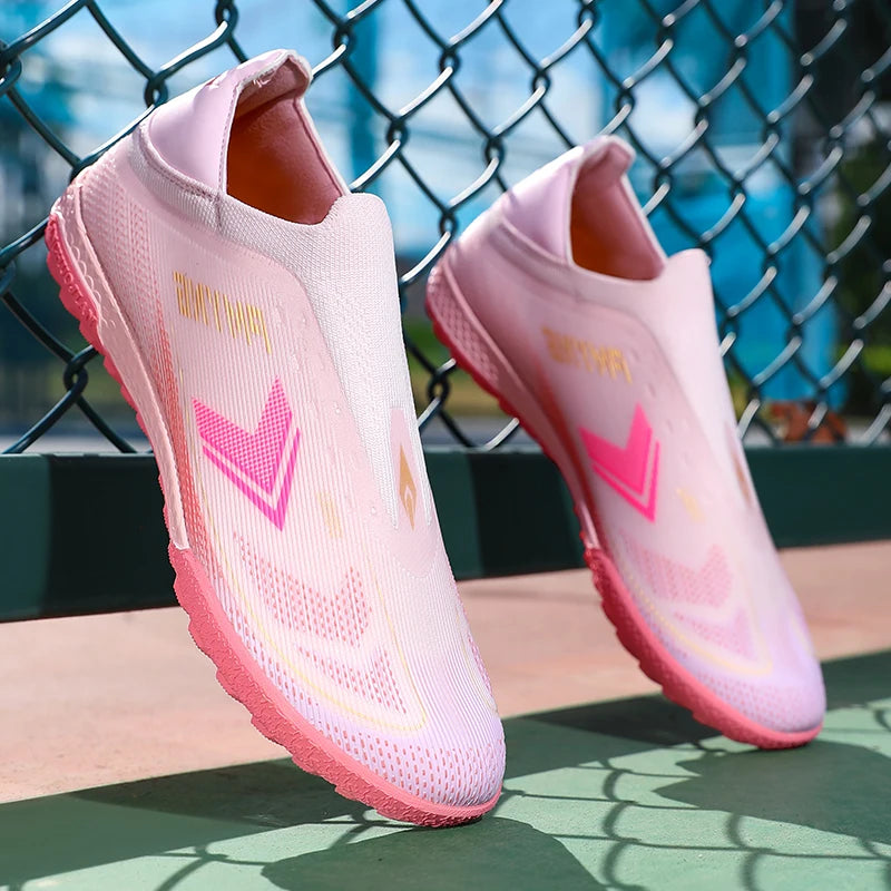 Linghuojian Football Shoes Summer Dopamine Adult Unisex Tf Cleats Laceless Lightweight Breathable Artificial Turf Training Shoes