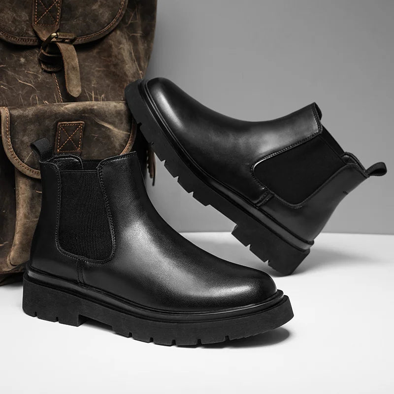 Unisex Chelsea Boots Breathable Lining Soft Cushion Vintage Elastic Ankle Boots For Business Casual Lightweight Comfort
