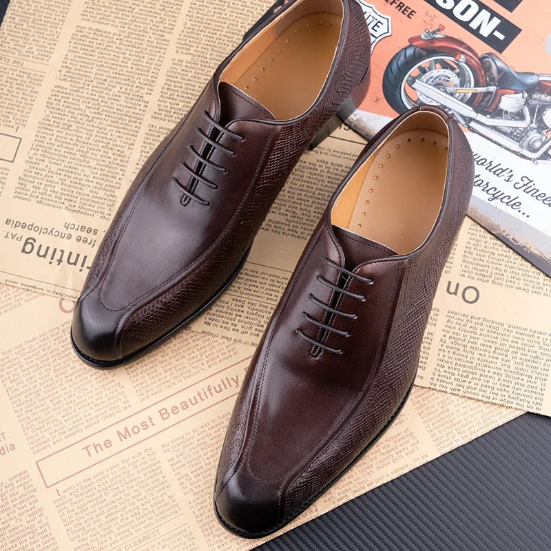 Deluxe Men's Leather Shoes Formal Dress Shoes Wedding Party  Oxford Handmade Comfortable Lace Up Genuine Leather Men's Shoe