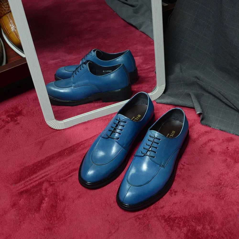 Luxury Handmade Wedding Party Men's Dress Shoes Cow Genuine Leather Lace-up Oxfords Derby Formal Business Social Male Footwear