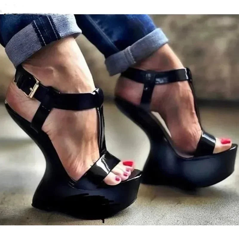 Strage Style T Strap Sandals Sexy Pointed Toe Solid  Accept Customized Size35-46 New Arrivals Fashion Women Runway Shoes