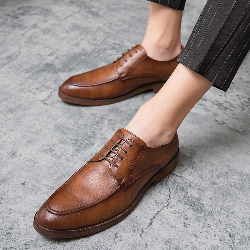 Spring Autumn New Men's Genuine Leather Casual Shoes Outdoor Work Shoes Office Dress Shoes Men's Wedding Shoes Free Delivery