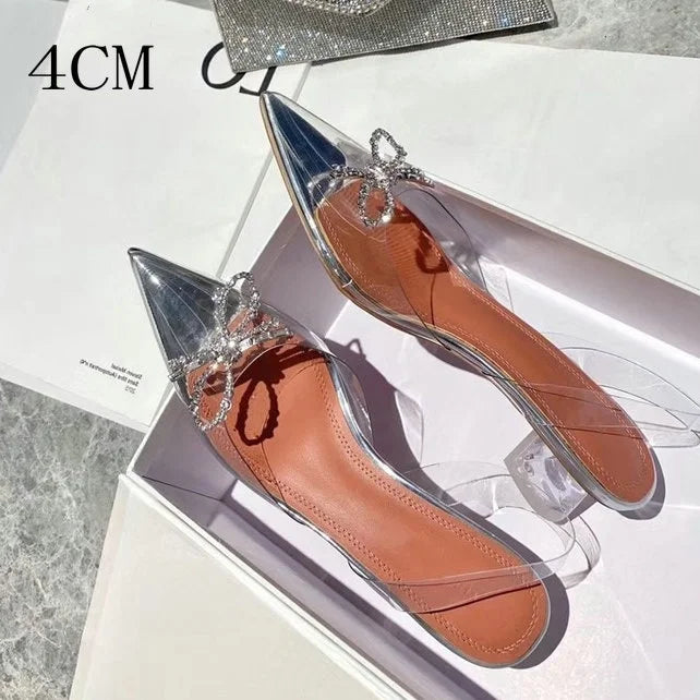 34-45 PVC Transparent Crystal Shoes 2026 Summer New Pointed Odd Heel Shoes Stiletto Ladies Sun Decoration Wild Fairy Shoes