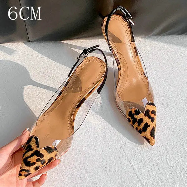 Fashion Heart Design Women Pumps Sexy Pointed Toe Clear High Heels Wedding Prom Shoes PVC Transparent Sandals Party Pumps