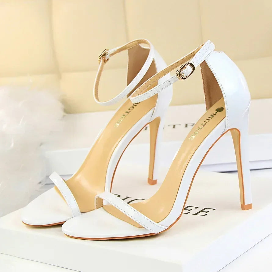 Women Gladiator Stiletto Classic Ankle Strap Holiday Beach Sandals Lady Fashion Suede 8cm 11cm High Heels Sexy Red Brown Sandles