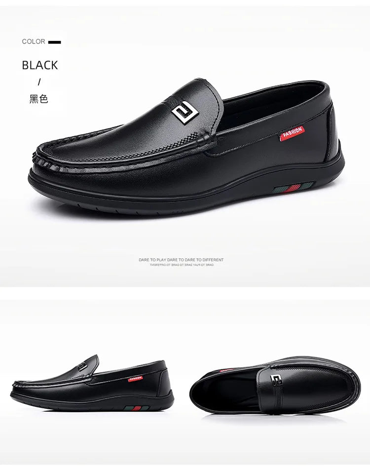 2026 New Solid Color Business Casual Shoes for Men Spring Autumn Soft Leather Shoes Male Fashion Light Driving Shoes Man