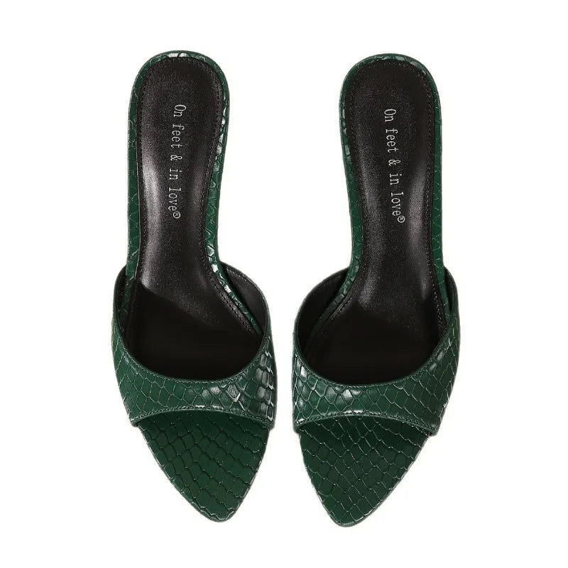 Sexy Brand High Heels Slides Female Slippers New Summer Open Toe Sandals Female Concise Mature Designer Banquet Party Shoe Woman