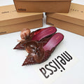 Design Big Butterfly Knot Slides Women Flat Mules Sandals High Quality Cozy PVC Transparent Sandals Pointed Toe Back Strap Shoes