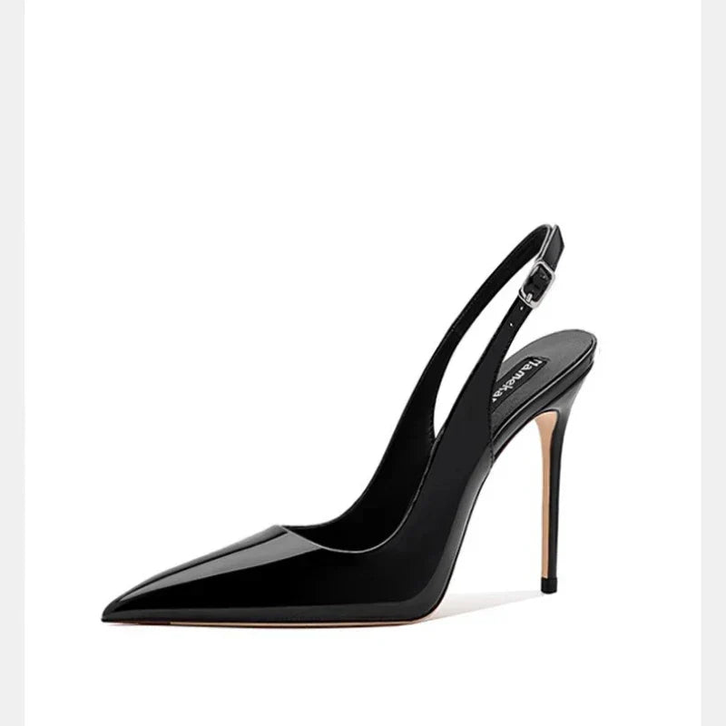 2026Summer Fashion Buckle Women's High Heels 10cm New Open Heel Party Dress Designer Pointed Toe Casual Sandals Zapatillas Mujer