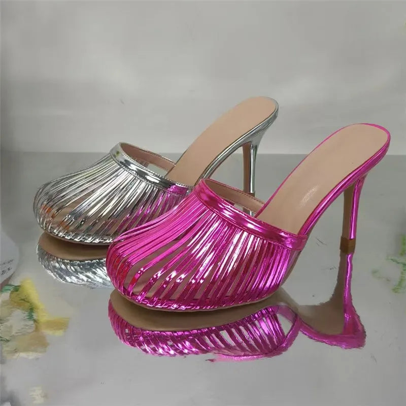 2026 New Sexy Women's Open Toe Mule Sandals - Slip On Stiletto Heels for Wedding/Party, Summer Breathable Comfort Dressy Shoes