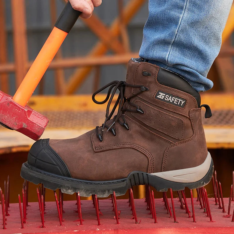 Cowhide Work Boots Genuine Leather Safety Shoes Men 6KV Insulating Shoes Composite Toe Protection Shoes Wear Resistant Men Boots