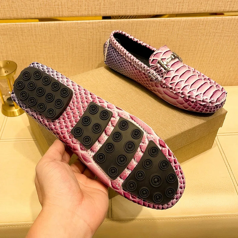 Designer Loafers for Men 2026 New Handmade Moccasins 39-48 Flats Casual Snake Leather Shoes Luxury Comfy Mens Loafers Size Shoes