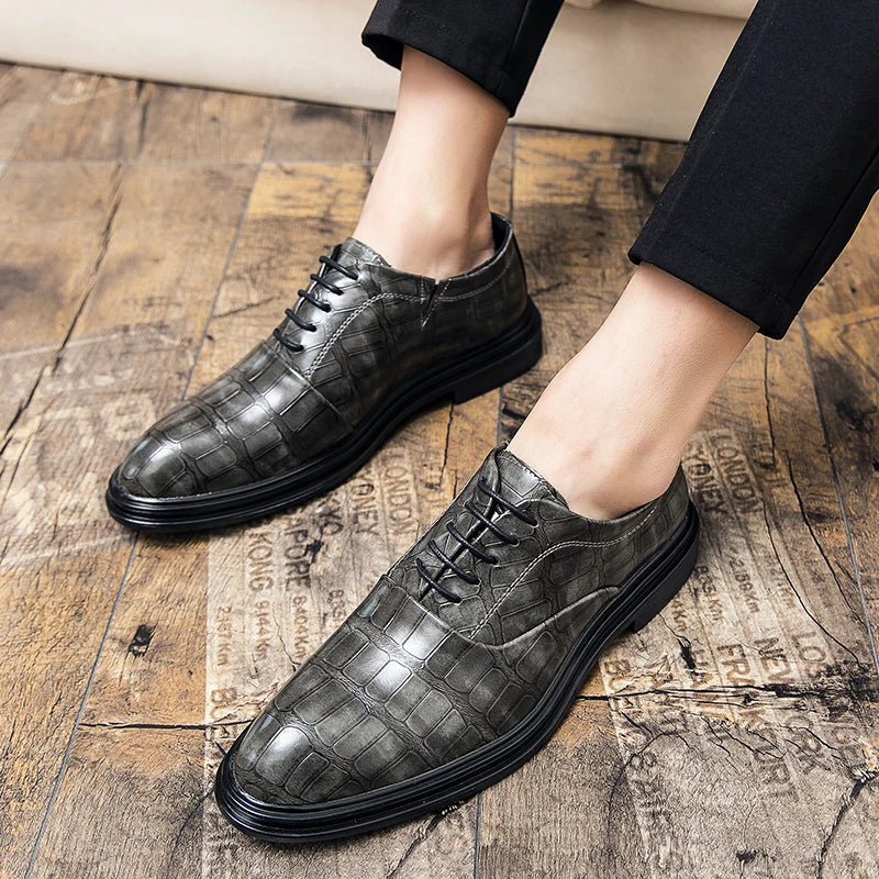 Men's Pointed Oxford Dress Shoes Leather Casual Office Wedding Shoes Gentleman Luxury High Quality 2026 Fashion