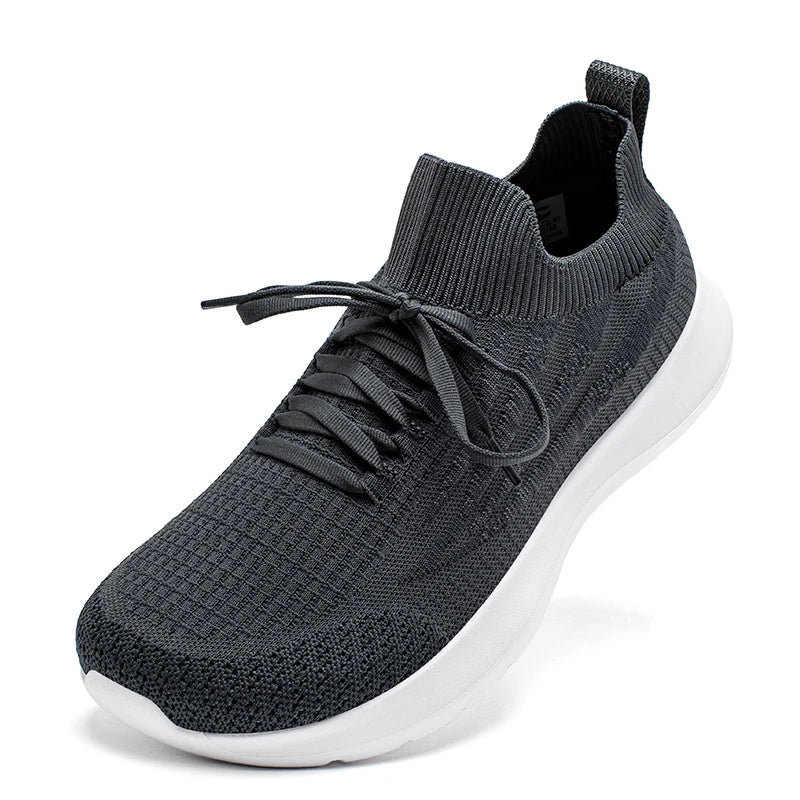 Unisex Running Sneakers Wide Toe Mesh Breathable Walking Shoes Non Slip Lace-Up Hiking Sneakers