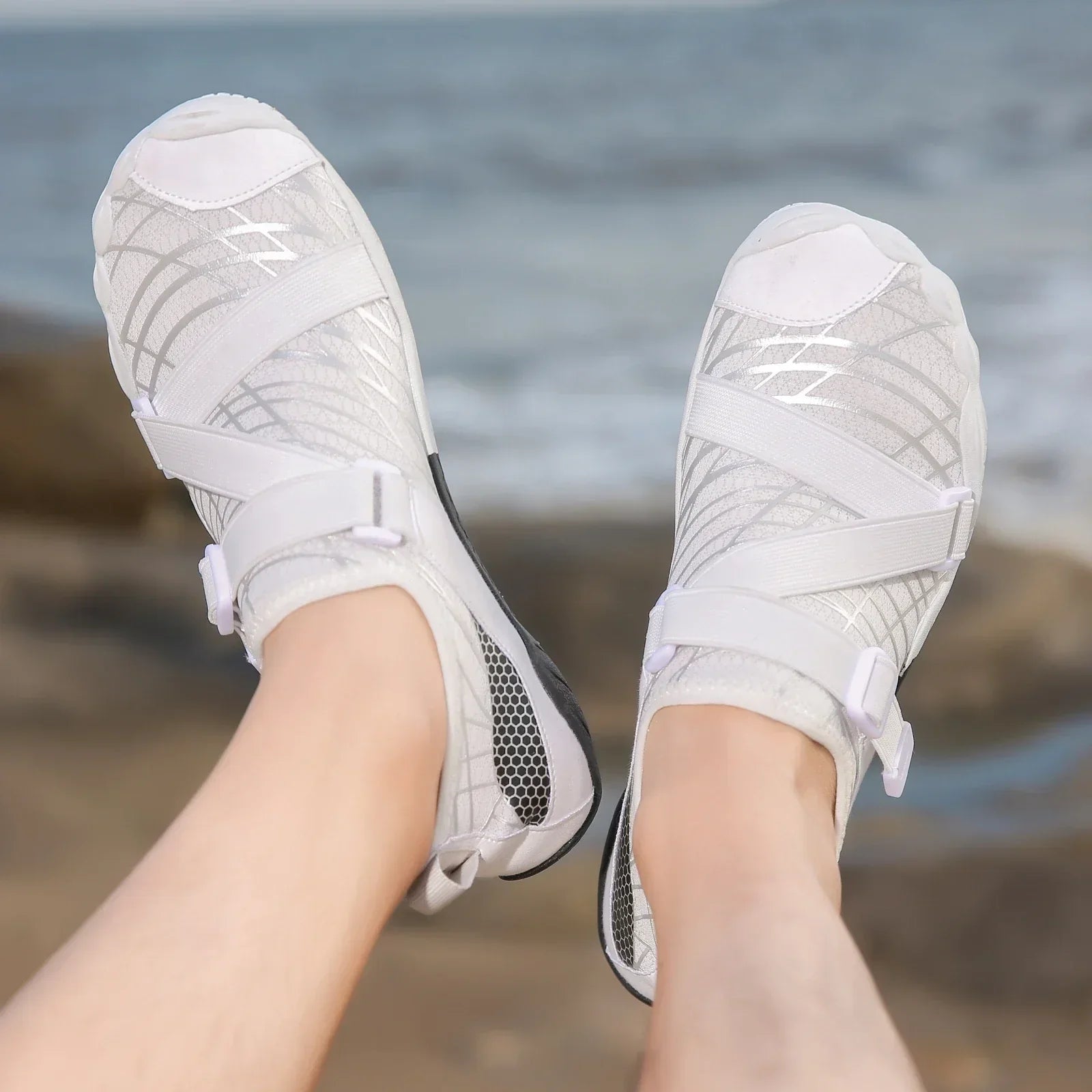 Men's Elastic Aqua Shoes Breathable Women Outdoor Wading Sneakers Quick Dry Water Shoes for Diving Swimming