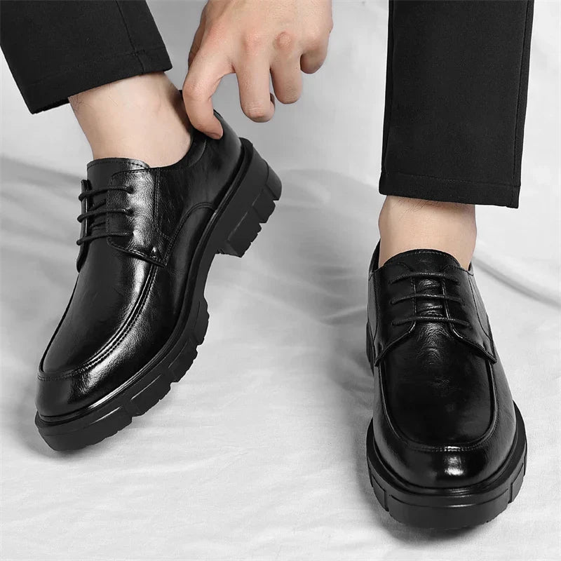 Men Dress Elevator Shoes Platform Breathable Lift Casual Business Luxury Genuine Leather Heightening Shoes5/8/10CM Taller Male