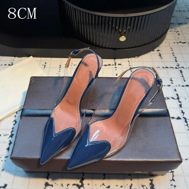 2026 Summer Pointed Shallow Mouth Sweet Love Shape Pumps Transparent Pvc Shoes Thin High-Heeled Dress Women'S Sandals