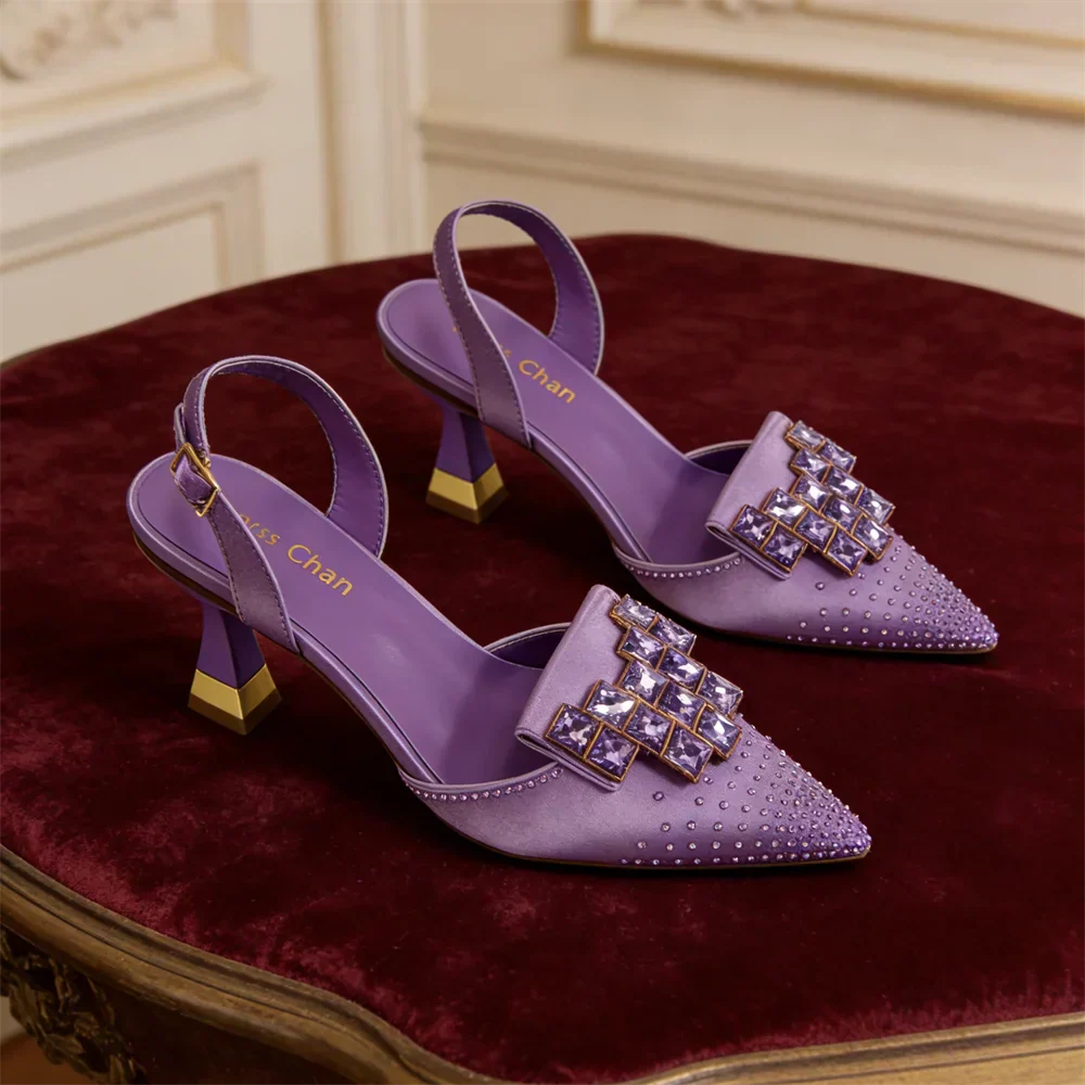 2026 Chic Italian Pointed Toe High Heels with Elegant Rhinestone Accents - Stylish Women's Footwear Perfect for Parties