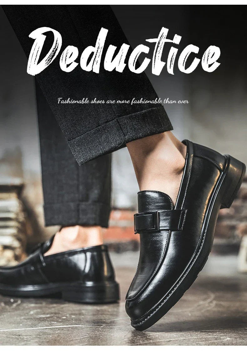 Spring Autumn New Black Dress Shoes for Men Business Designer Cow Leather Shoes Male Fashion British Style Casual Shoe Man