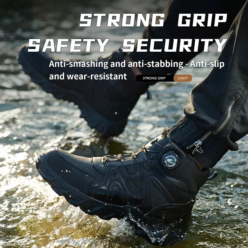 Waterproof Safety Boots Men Indestructible Steel Toe Work Boots Anti-smash Stab-resistant Safety Shoes Mens Tactical Ankle Boots