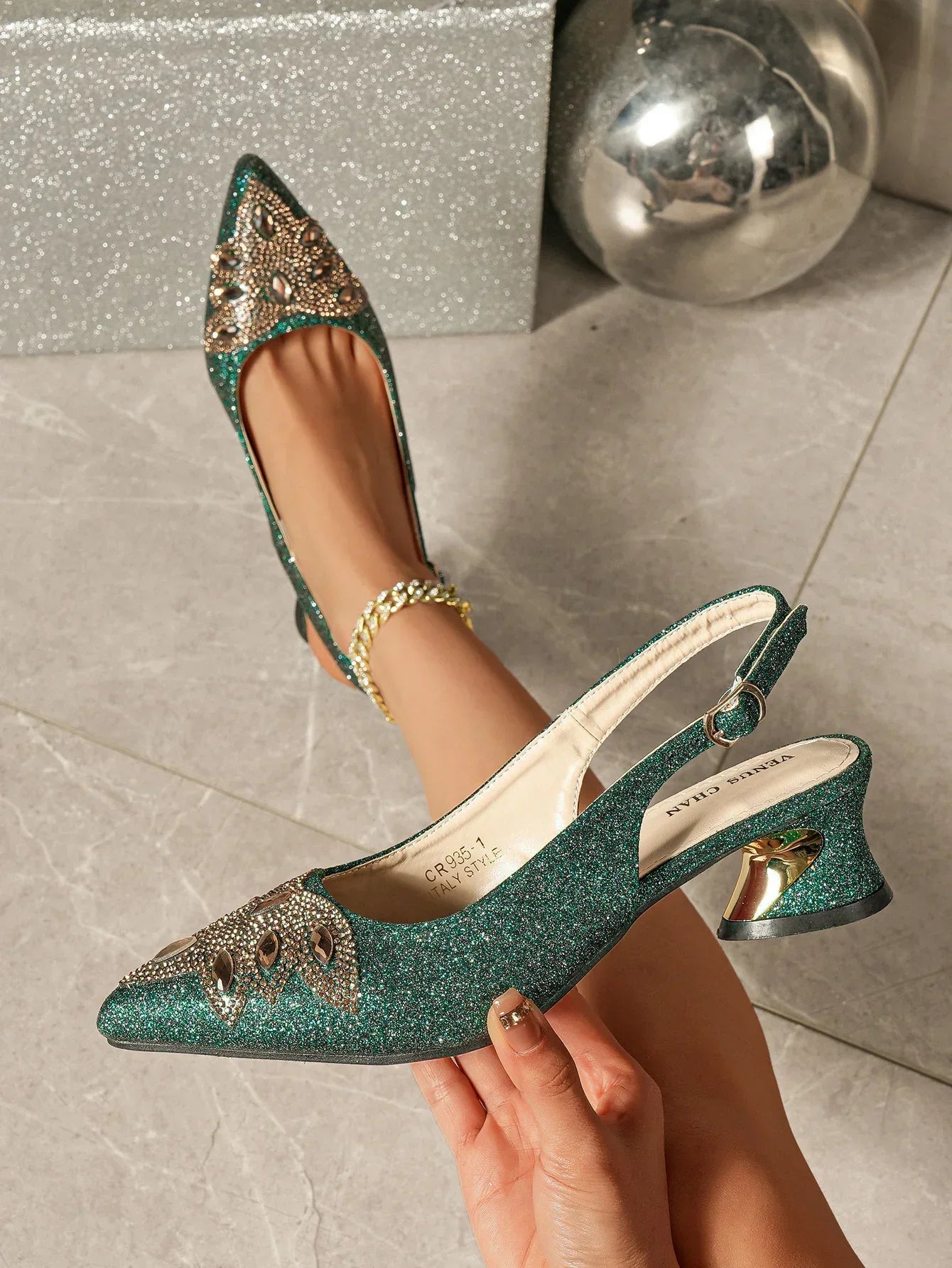 2026 Women's Purple Rhinestone High Heels - Elegant Italy-Inspired Pointed-Toe Design Perfect for Stunning Parties