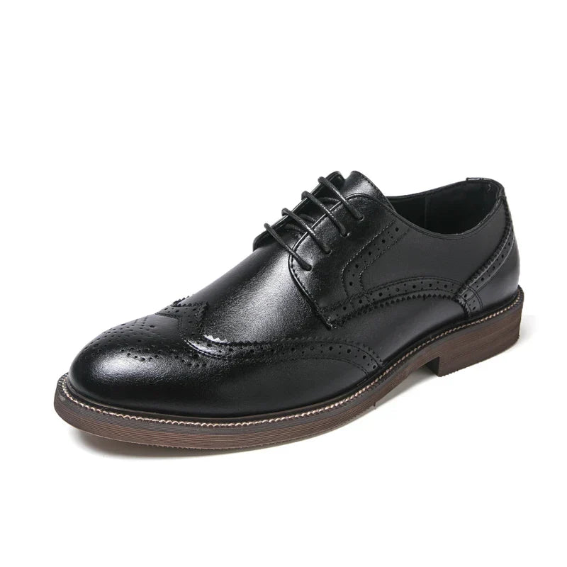 Handmade Mens Wingtip Oxford Shoes Grey Leather Brogue Men's Dress Shoes Classic Business Formal Shoe for Men Chaussure Hommes