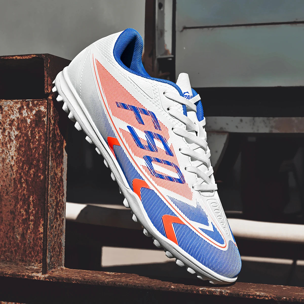 Student TF Turf Soccer Shoes PU Fabric Ventilated Upper Rubber Tough Sole Wear Resistant Outdoor Turf Footwear