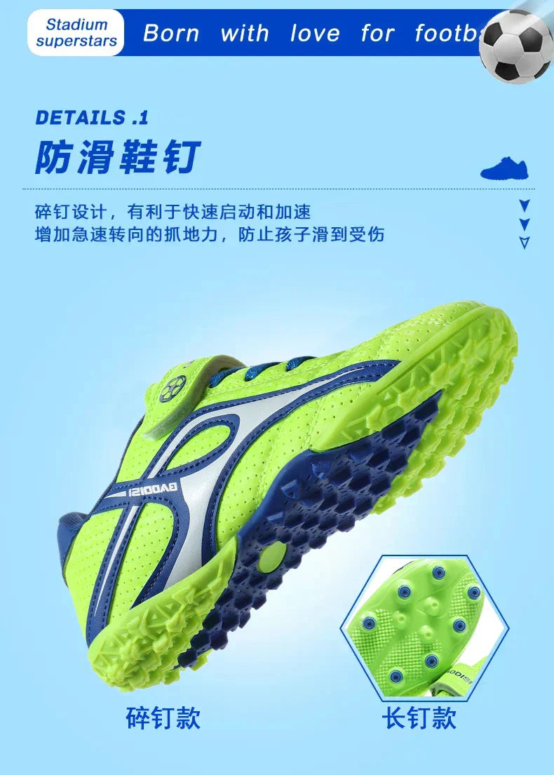 Kids Unisex Soccer Shoes Boys Grils Football Boots Non-Slip Training Indoor Outdoor Athletic Shoes Breathable Ultralight Sports