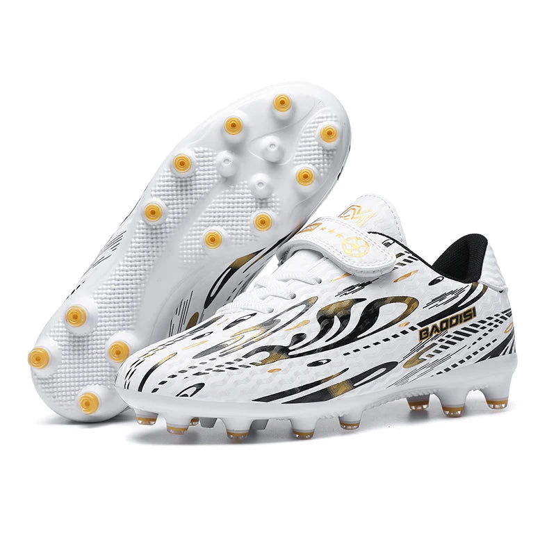 Kids Friendly Soccer Sneakers Soft Lightweight Construction, Non Marking Anti Wear Outsole, Breathable Design For Daily Football