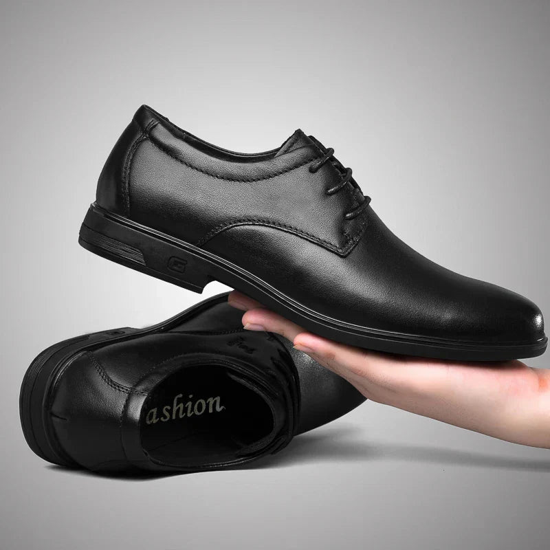 2024 Man Cow Leather Shoes Rubber Sole Casual Men's Shoes Formal Office Business Dress Genuine Leather Oxfords Wedding Shoes