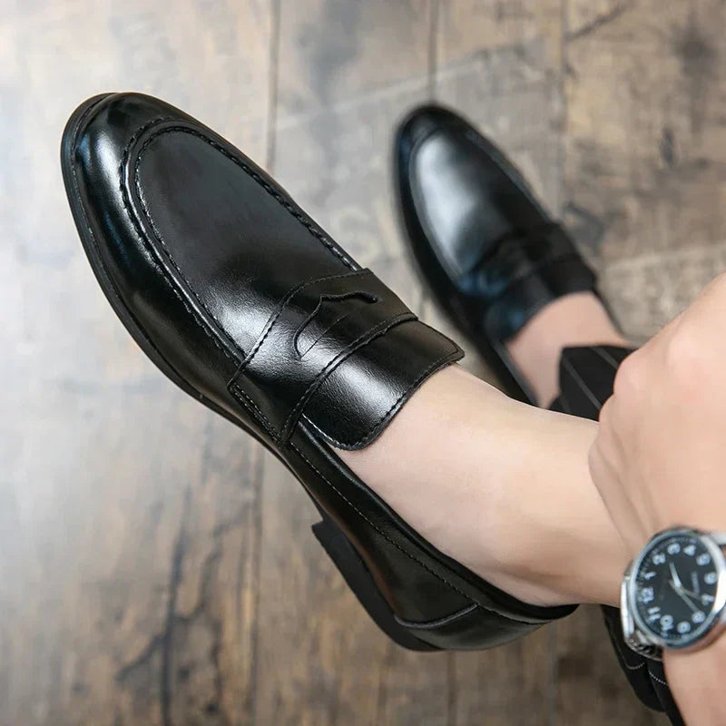 2026 Spring and Autumn Loafers Men Slip-On Business Formal Casual Shoes Brown MenShoes Leather Men Dress Shoes Large Size 38-48