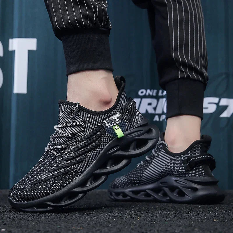 Mens Sport Shoes Breathable Lightweight Sneakers Outdoor Mesh Black Running Shoes Athletic Jogging Tenis Walking Shoes Man