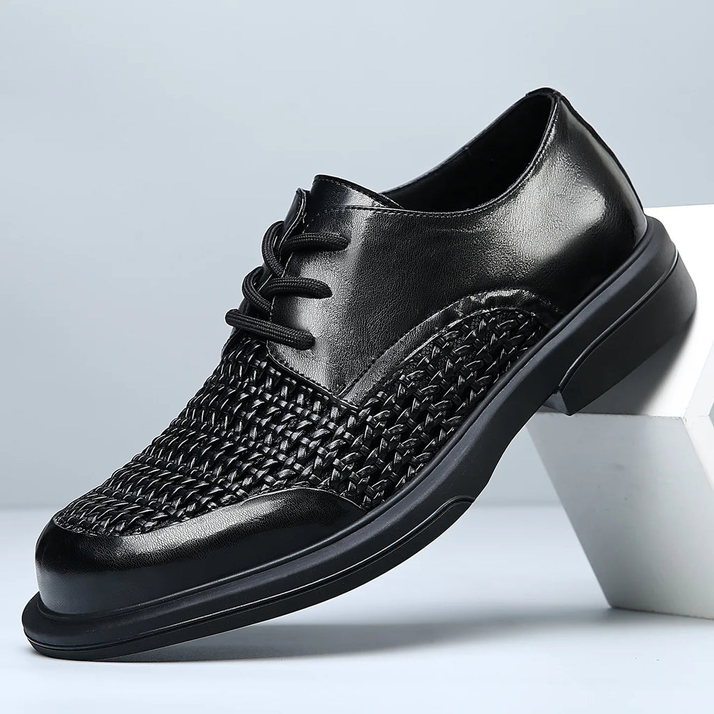 Summer Hallow Breathable Elegant Shoes Man Black Fashion Business Casual Shoe Male Lace Designer Leather Shoes for Men