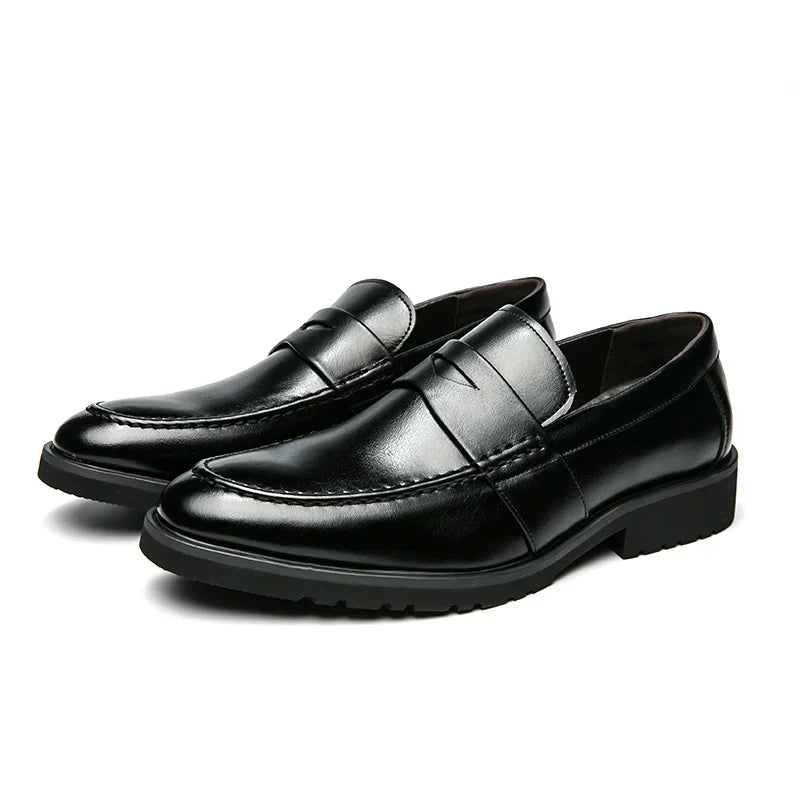 Mens Casual Leather Breathable Business Designer Brand Office Loafers Formal Classic Smile Footwear Dress Shoes for Men Flats 48