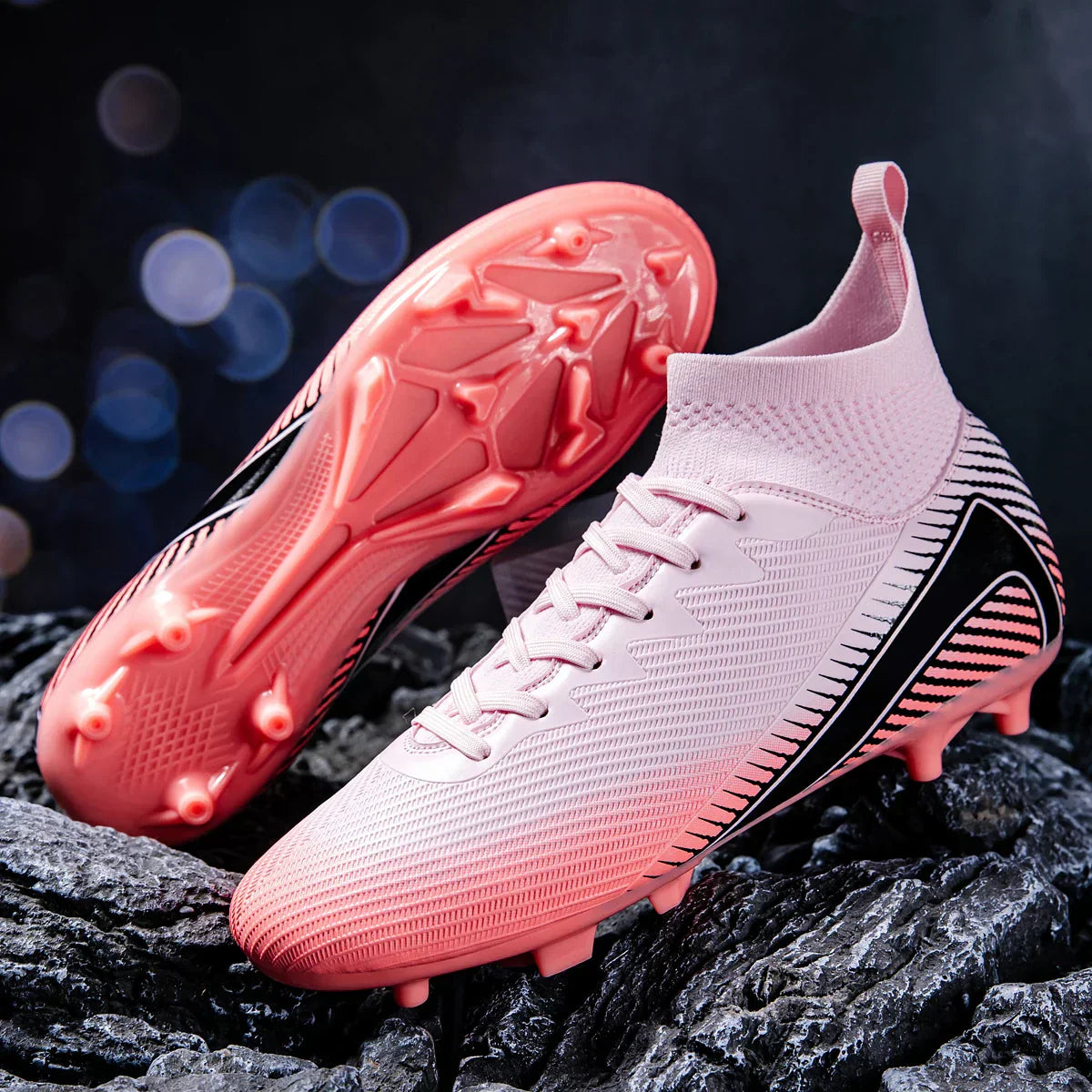 AG/FG Football Boots Unisex Kids Youth PU+Fabric Upper TPU Sole Anti-Slip Durable Outdoor Sports Pitch Training Shoes