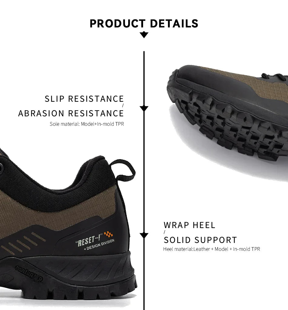 Men New Hiking Shoes Outdoor Waterproof Wear Resistant Non Slip Sneakers Male Casual Lightweight Lace-Up Walking Shoes