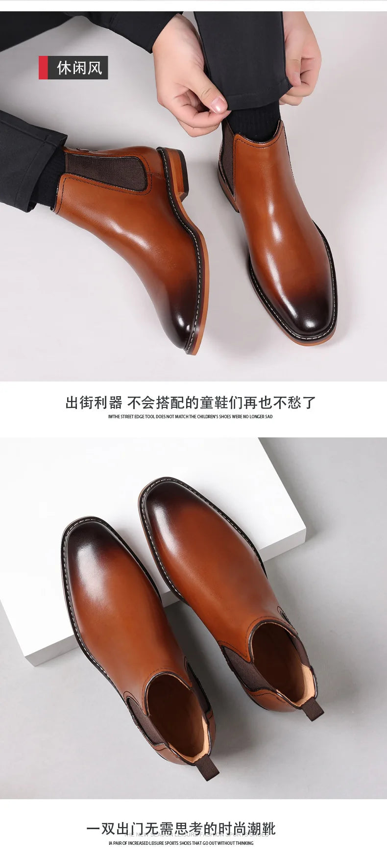 Brand Men's Chelsea Boots Genuine Cow Leather Handmade Boot Shoes Work Shoes For Formal Dress Wedding Business Party New
