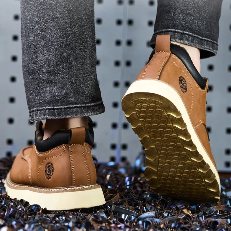 Men's Safety Leather Boots Steel Toe Shoes Puncture-Proof  Work Boots Safety Shoes Men Wear Resistant Indestructible Shoes 2026