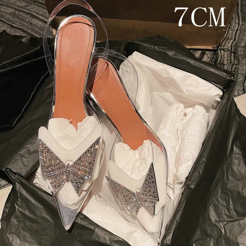 34-45 PVC Transparent Crystal Shoes 2026 Summer New Pointed Odd Heel Shoes Stiletto Ladies Sun Decoration Wild Fairy Shoes