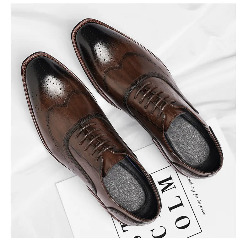 Solid Color New Dress Shoes for Men Lace Designer Fashion Wedding Derby Shoes Male Spring Autumn Business Casual Shoe Man