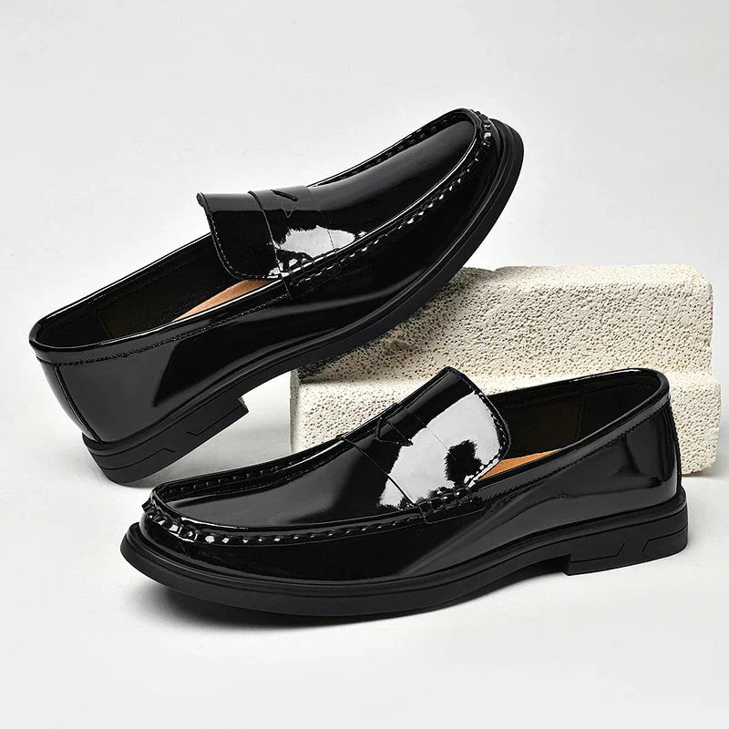 2026 New Men's Patent Leather Penny Loafers Slip On Design Soft Cushion Insole Wear Resistant Sole Business Wedding Party Shoes