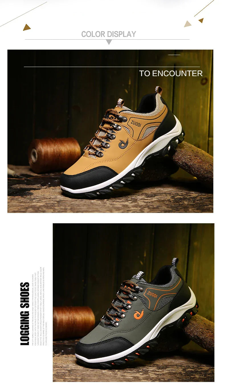 Men's Hiking Shoes Waterproof Leather Outdoor PU Shoes Wear-resistant Men Trekking Walking Hunting Tactical Sneakers