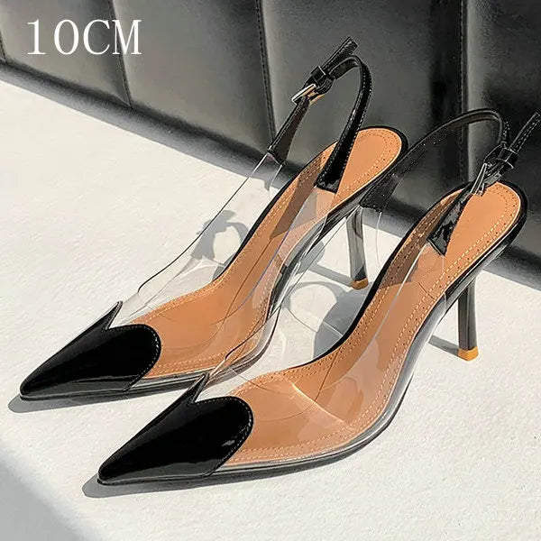 Fashion Heart Design Women Pumps Sexy Pointed Toe Clear High Heels Wedding Prom Shoes PVC Transparent Sandals Party Pumps