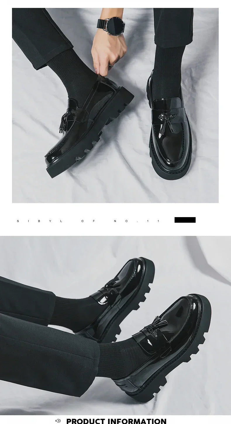 Genuine Leather Men Shoes Fashion Men Work Shoe Luxury Design Thick Bottom  Elegant Formal Loafers Outdoor Comfort Business Shoe