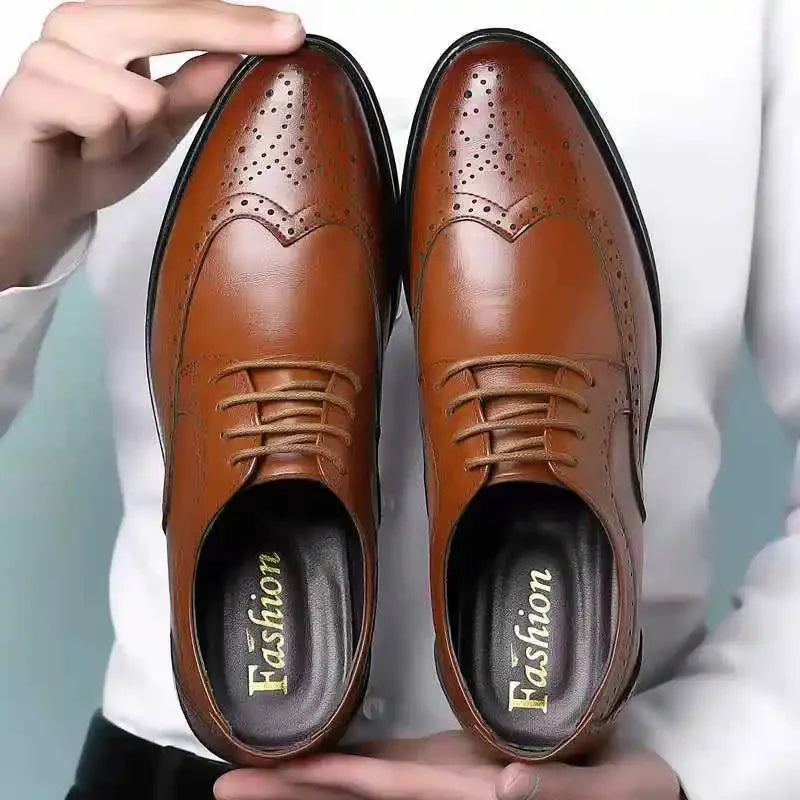Social Shoe Male Breathable In Summer Official New Pointed Toe Men's Formal Shoes Cheap Liquidation Gentleman Legitimate Leather